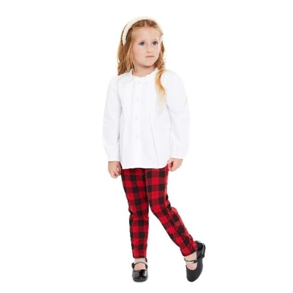 Toddler Girls Long Sleeved Shirt & Plaid Pants 2-Piece Set Size 5T - Picture 4 of 9